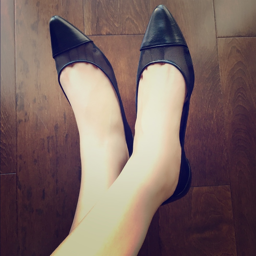 COPY - Manolo Blahnik Kid Leather with Mesh Flats